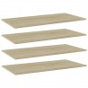 Prateleiras estante 4pcs 80x20x1.5cm contraplacado cor carvalho 1