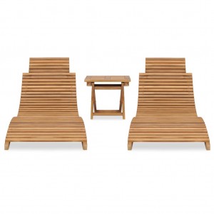 Mesa y sillas plegables para balcón 3 pzas madera maciza teca H