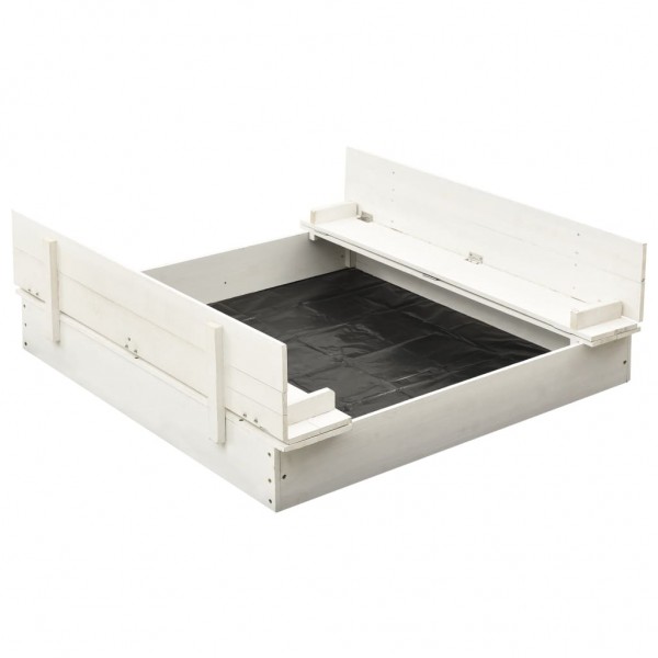 Arenero infantil de madera de abeto blanco 95x90x15 cm D
