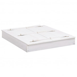 Arenero infantil de madera de abeto blanco 95x90x15 cm H