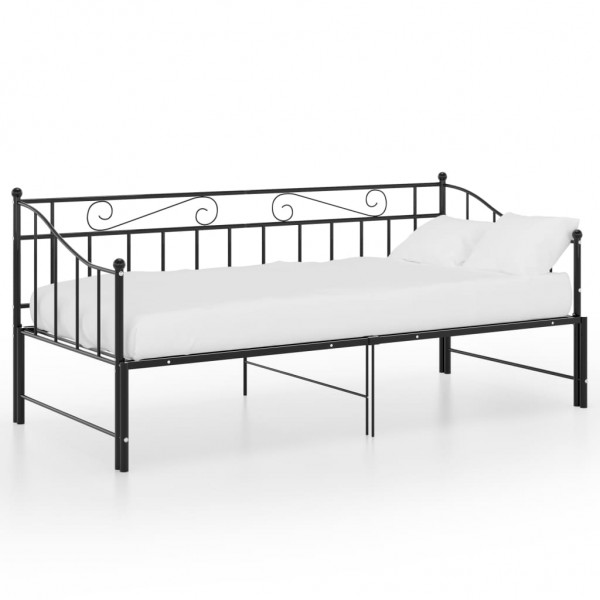 Estructura de sofá cama extraíble de metal negro 90x200 cm M 3