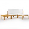 Muebles de jardín 4 pzas cojines crema madera maciza de acacia 1