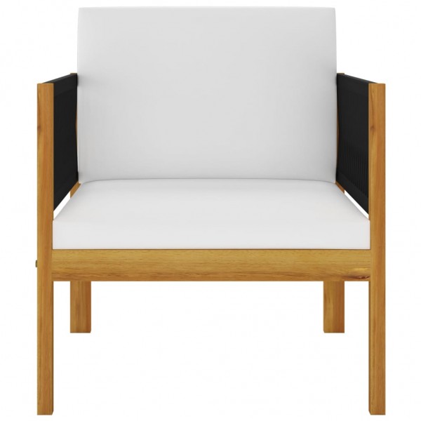 Muebles de jardín 6 pzas cojines crema madera maciza de acacia M 4