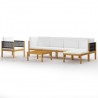 Conjunto de lounge de jardim  com 7 peças e almofadas em madeira de acácia creme e corda 1