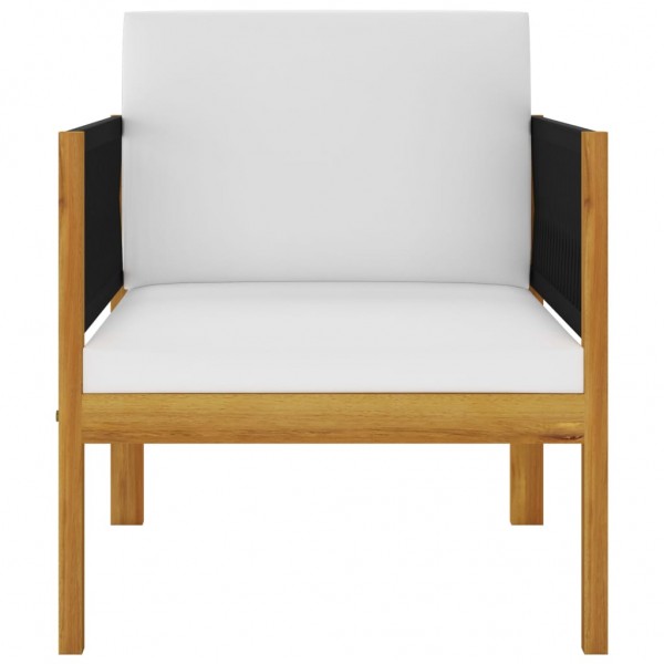 Conjunto de lounge de jardim  com 7 peças e almofadas em madeira de acácia creme e corda M 4