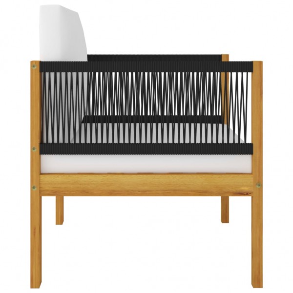 Conjunto de lounge de jardim  com 7 peças e almofadas em madeira de acácia creme e corda M 5