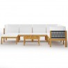 Conjunto de lounge de jardim  com 8 peças e almofadas em madeira de acácia creme e corda 2