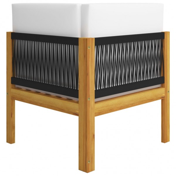 Conjunto de lounge de jardim  com 10 peças e almofadas em madeira de acácia creme e corda M 5