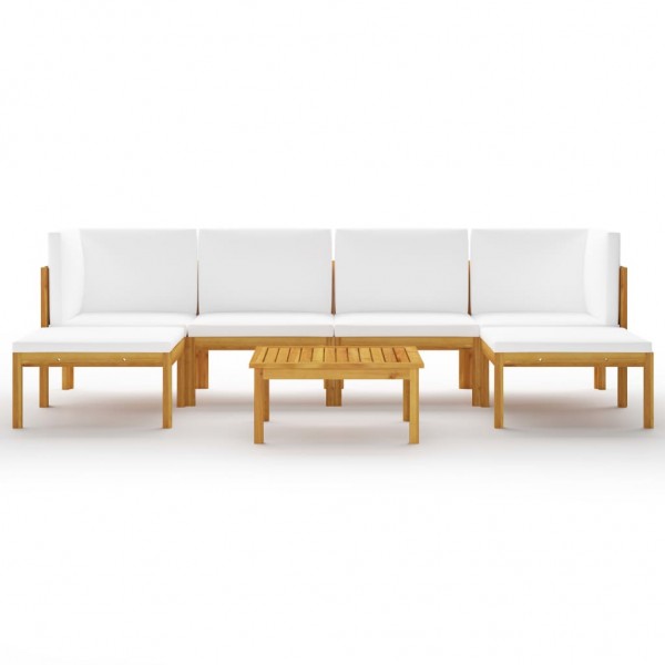 Muebles de jardín 7 pzas cojines crema madera maciza de acacia M 2
