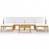 Conjunto de lounge de jardim  com 7 peças e almofadas em madeira de acácia creme e corda 2