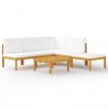 Muebles de jardín 6 pzas cojines crema madera maciza de acacia 1