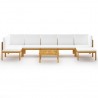 Muebles de jardín 8 pzas cojines crema madera maciza de acacia 2