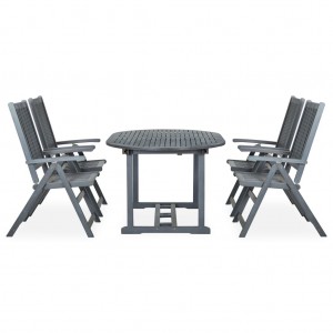 5 pcs conjunto de jantar jardim madeira acácia maciça cinzento H