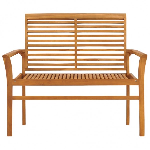 Banco de jardín madera maciza de teca con cojín beige 112 cm M 3