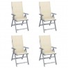 Cadeiras jardim reclináveis c/ almofadões 4 pcs acácia maciça 1