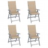 Cadeiras jardim reclináveis c/ almofadões 4 pcs acácia maciça 1