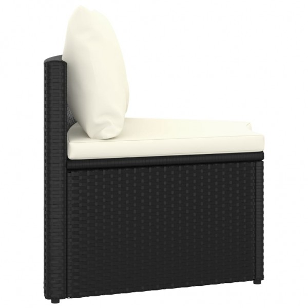 Set de sofás de jardín 2 piezas y cojines ratán sintético negro M 3