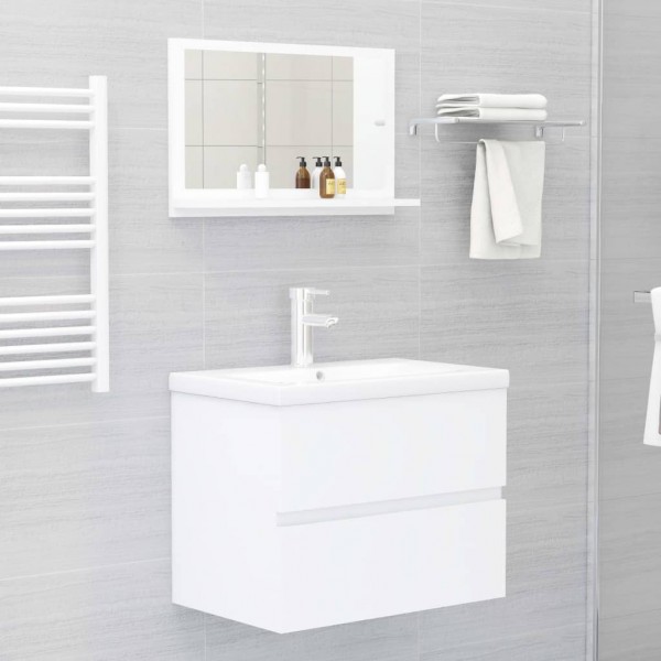 Espejo de baño madera contrachapada blanco 60x10.5x37 cm M 4