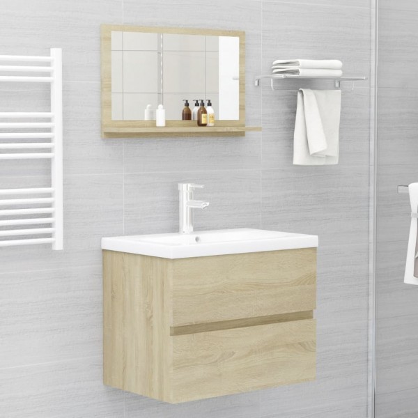 Espejo de baño madera contrachapada color roble 60x10.5x37 cm M 4