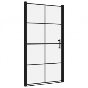 Puertas de ducha de vidrio templado negro 100x178 cm H