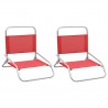 Cadeiras de praia dobráveis 2 pcs tecido vermelho 1