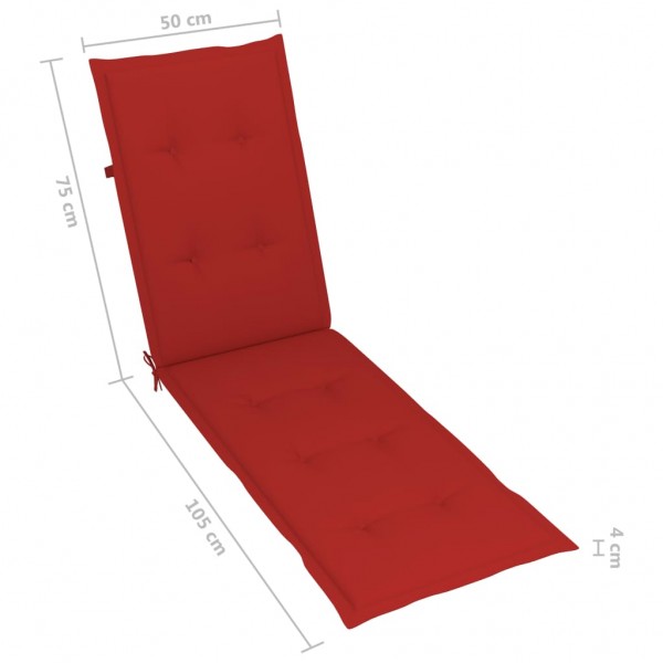 Almofadão para cadeira de terraço (75+105)x50x4 cm vermelho M 5