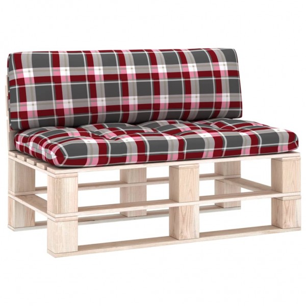 Cojines para palets 2 unidades tela a cuadros rojos D