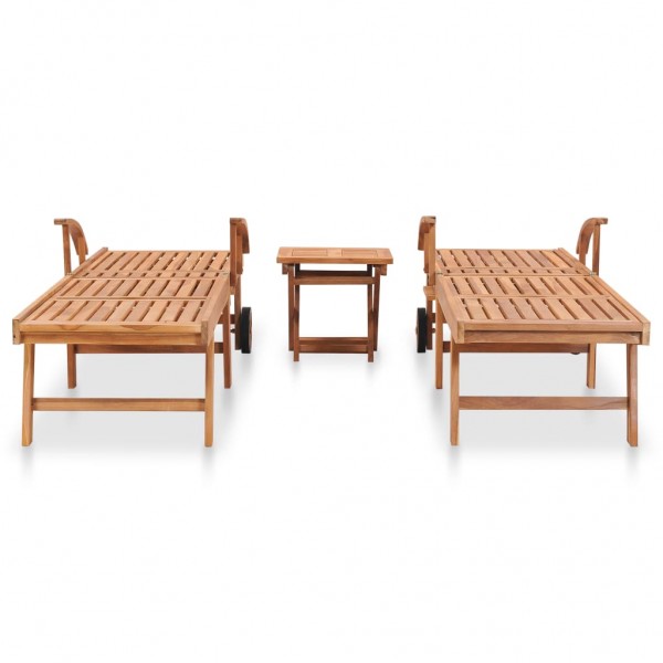 Espreguiçadeiras com mesa 2 pcs madeira de teca maciça M 2