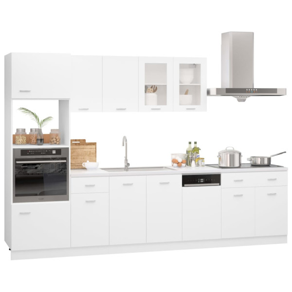 Juego de muebles de cocina 7 piezas aglomerado blanco M 2