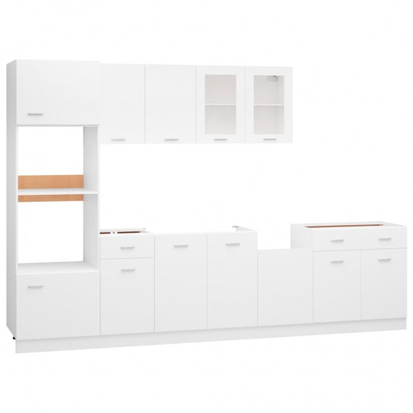 Juego de muebles de cocina 7 piezas aglomerado blanco M 4