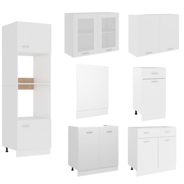 Juego de muebles de cocina 7 piezas aglomerado blanco M 5