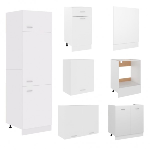 7 pcs conjunto armários de cozinha contraplacado branco M 4