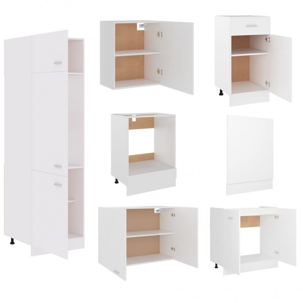 Juego de muebles de cocina 7 piezas aglomerado blanco M 5
