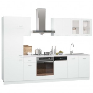 Juego de muebles de cocina 8 piezas aglomerado blanco H