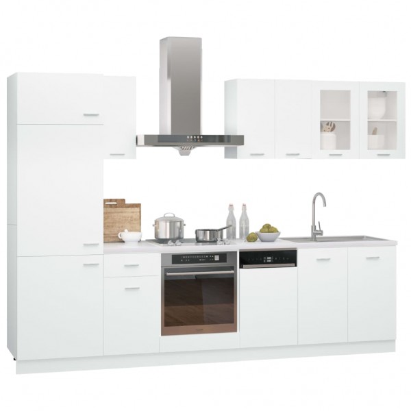 Juego de muebles de cocina 8 piezas aglomerado blanco M 2