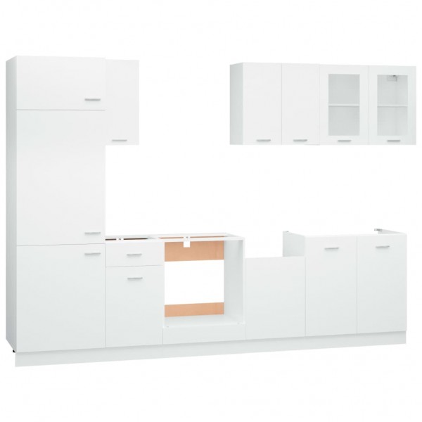 Juego de muebles de cocina 8 piezas aglomerado blanco M 3