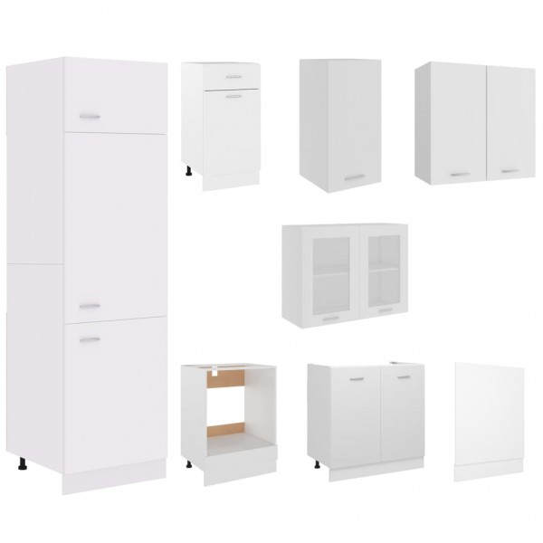 8 pcs conjunto armários de cozinha contraplacado branco M 4