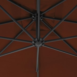 Guarda-sol jardim cantilever c/ poste aço 250x250 cm terracota H