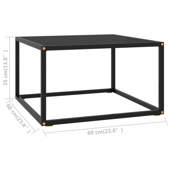 Mesa de centro negra con vidrio negro 60x60x35 cm M 5
