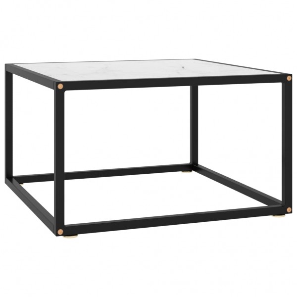 Mesa de centro negra con vidrio de mármol blanco 60x60x35 cm D