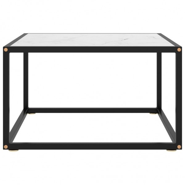 Mesa de centro negra con vidrio de mármol blanco 60x60x35 cm M 2