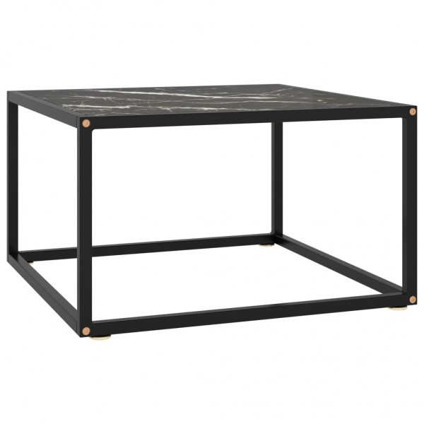 Mesa de centro negra con vidrio de mármol negro 60x60x35 cm D