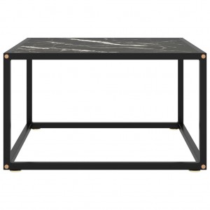 Mesa de centro negra con vidrio de mármol negro 60x60x35 cm H