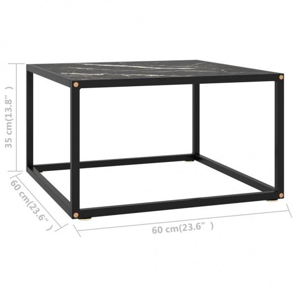 Mesa de centro 60x60x35 cm vidro mármore preto M 5