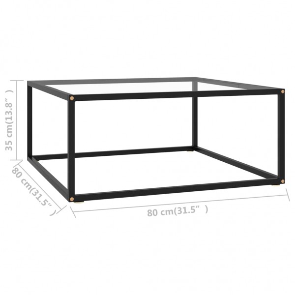 Mesa de centro negra con vidrio templado 80x80x35 cm M 5