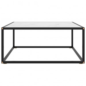 Mesa de centro 80x80x35 cm vidro mármore branco H
