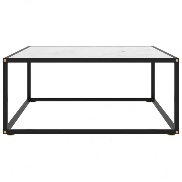 Mesa de centro 80x80x35 cm vidro mármore branco M 2