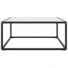 Mesa de centro negra con vidrio de mármol blanco 80x80x35 cm 2