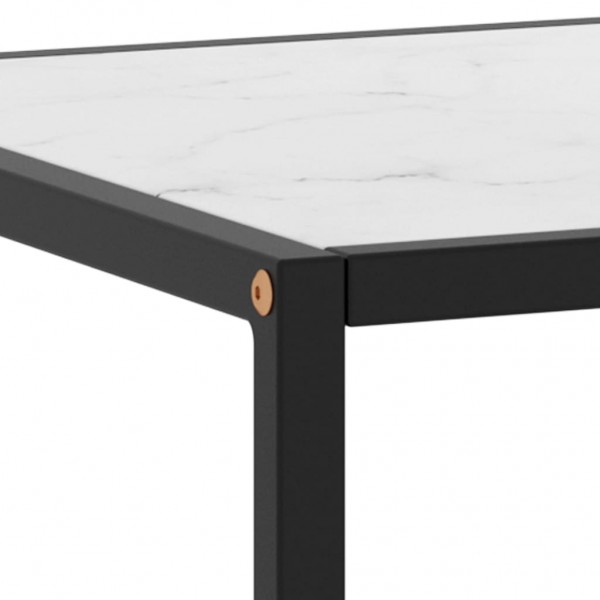 Mesa de centro negra con vidrio de mármol blanco 100x50x35 cm M 5