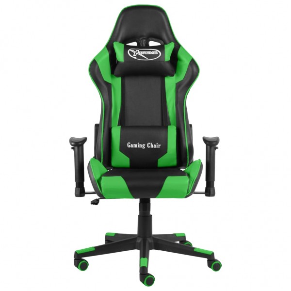 Cadeira de gaming giratória PVC verde M 2